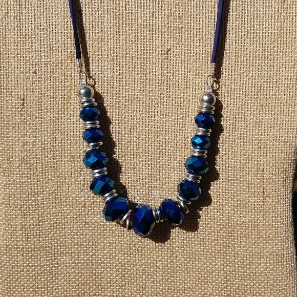 Charming Charlie Royal Blue Necklace & Earrings - Picture 2 of 5
